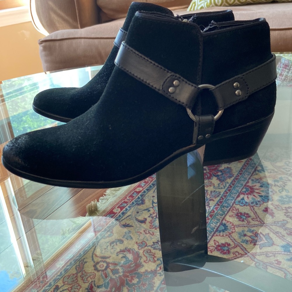 Sam Edelman black suede and leather ankle boot